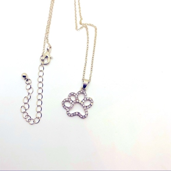 Necklace Paw Print in Rhinestones ! ADORABLE ! - Picture 11 of 15